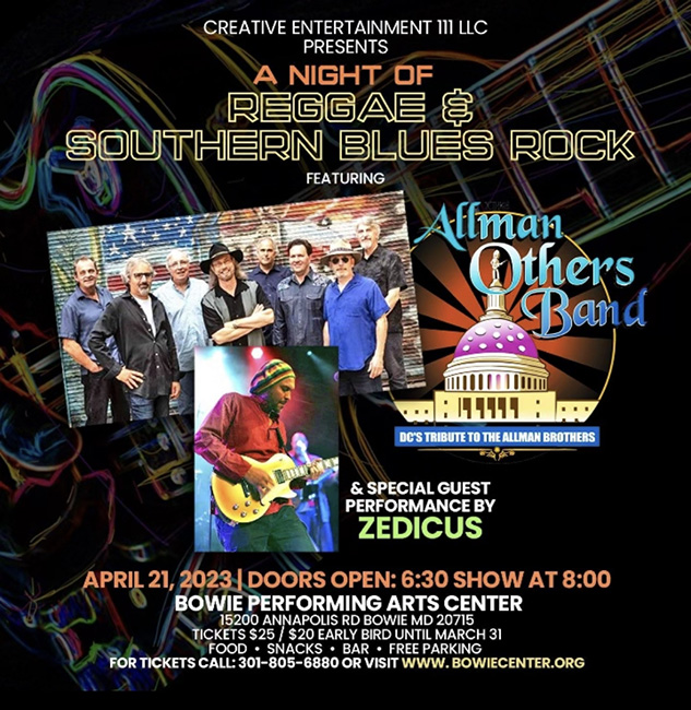 Creative Entertainment Presents: A Night of Reggae and Southern Blues Rock